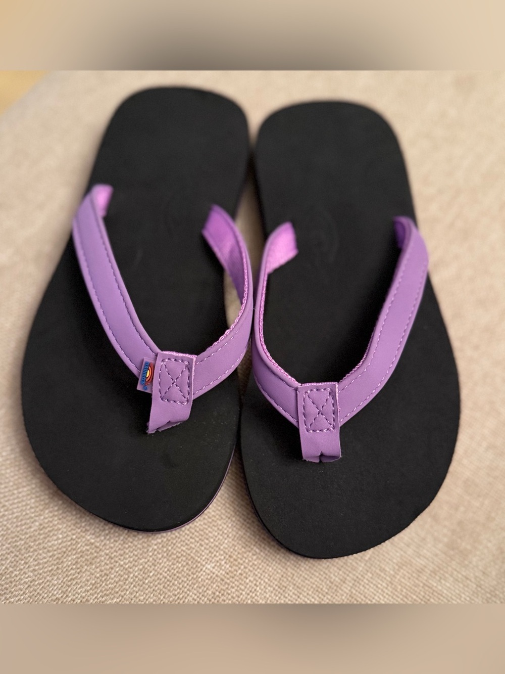NEW Girls Rainbow Flip Flop Sandals - Purple & Black - Size 13-1